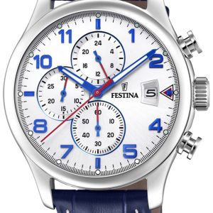 Festina Herrklocka F20375-4 Vit/Läder Ø43 mm