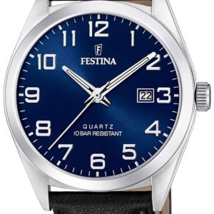 Festina Herrklocka F20446-2 Blå/Läder Ø40 mm