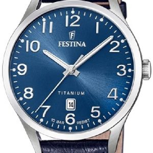 Festina Herrklocka F20467-2 Blå/Läder Ø40 mm