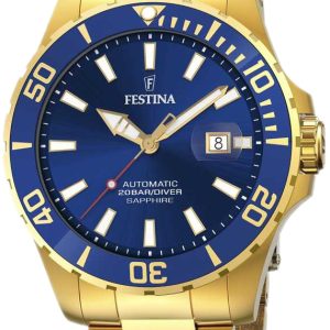 Festina Herrklocka F20533-1 Diver Blå/Gulguldtonat stål Ø44 mm