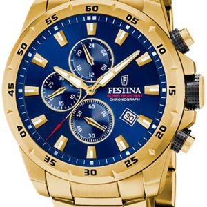 Festina Herrklocka F20541-2 Chrono Sport Blå/Gulguldtonat stål