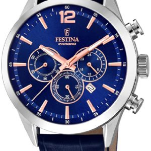 Festina Herrklocka F20542-4 Timeless Blå/Läder Ø43.5 mm