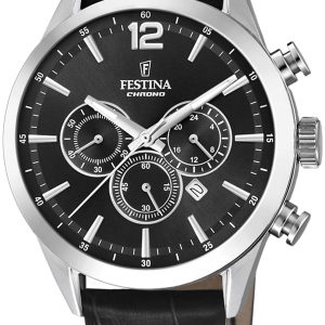 Festina Herrklocka F20542-5 Timeless Svart/Läder Ø44 mm