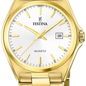 Festina Herrklocka F20555-2 Classic Vit/Gulguldtonat stål Ø40 mm