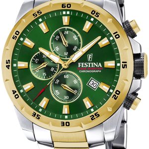 Festina Herrklocka F20562-3 Sport Grön/Gulguldtonat stål Ø45.5 mm