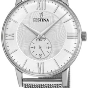 Festina Herrklocka F20568-2 Retro Silverfärgad/Stål Ø36 mm