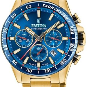 Festina Herrklocka F20634-3 Timeless Blå/Gulguldtonat stål Ø43.5 mm