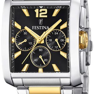 Festina Herrklocka F20637-4 Timeless Svart/Gulguldtonat stål