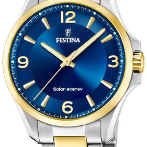 Festina Herrklocka F20657-4 Classic Blå/Gulguldtonat stål Ø41.5 mm