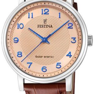 Festina Herrklocka F20660-2 Petite Roséguldstonad/Läder Ø41 mm