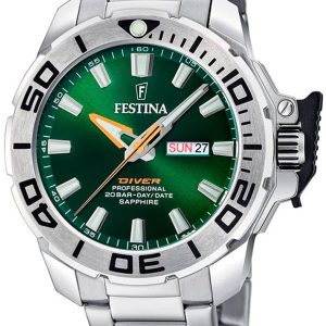 Festina Herrklocka F20665-2 The Original Diver Grön/Stål Ø46.3 mm