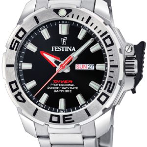 Festina Herrklocka F20665-4 The Original Diver Svart/Stål Ø46.3 mm