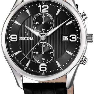 Festina Herrklocka F6855-8 Timeless Svart/Läder Ø42 mm