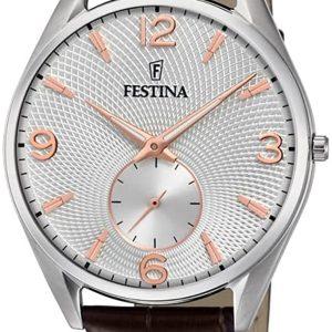 Festina Herrklocka F6870-1 Retro Silverfärgad/Läder Ø42 mm