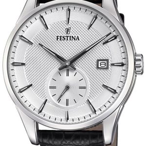 Festina Retro Herrklocka F20277-1 Silverfärgad/Läder Ø41 mm