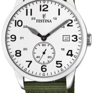 Festina Retro Herrklocka F20347-1 Vit/Textil Ø42 mm