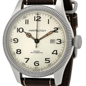 Hamilton Herrklocka H60515593 Khaki Field Silverfärgad/Läder Ø45 mm