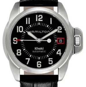 Hamilton Herrklocka H62315753 Khaki Svart/Läder