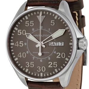 Hamilton Herrklocka H64425585 Night Pilot Grå/Läder Ø38 mm