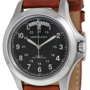 Hamilton Herrklocka H64455533 Khaki Field King Automatic Svart/Läder