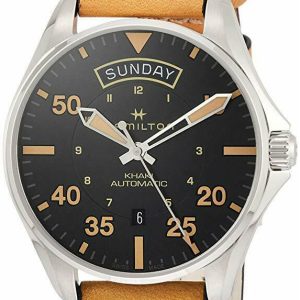 Hamilton Herrklocka H64645531 Khaki Aviation Svart/Läder Ø42 mm