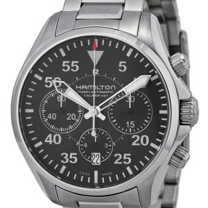 Hamilton Herrklocka H64666135 Khaki Chronograph Svart/Stål Ø42 mm