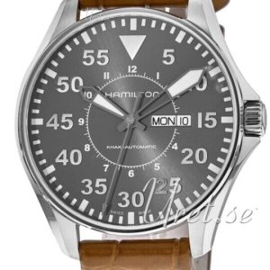 Hamilton Herrklocka H64715535 Khaki Aviation Svart/Läder Ø46 mm