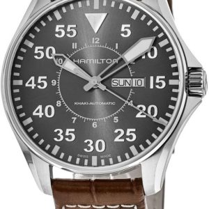 Hamilton Herrklocka H64715885 Khaki Aviation Grå/Läder Ø46 mm