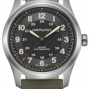 Hamilton Herrklocka H70205830 Khaki Field Svart/Läder Ø38 mm