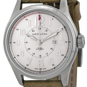 Hamilton Herrklocka H70365983 Officer Silverfärgad/Läder Ø34 mm