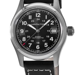 Hamilton Herrklocka H70455733 Khaki Field Svart/Läder Ø38 mm