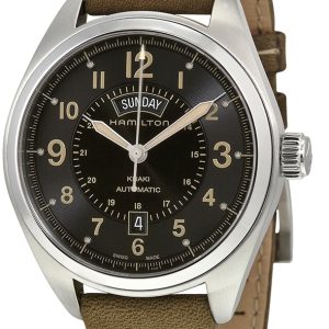 Hamilton Herrklocka H70505833 Khaki Svart/Läder Ø42 mm