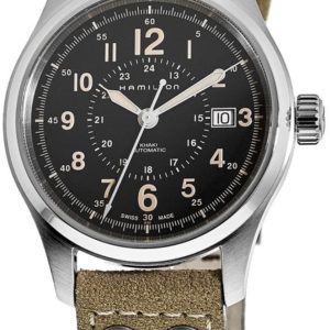 Hamilton Herrklocka H70595593 Khaki Field Svart/Läder Ø40 mm