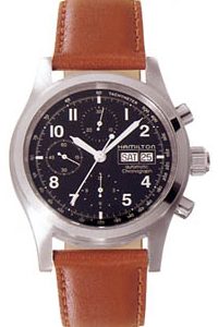 Hamilton Herrklocka H71516533 Khaki Svart/Läder Ø42 mm