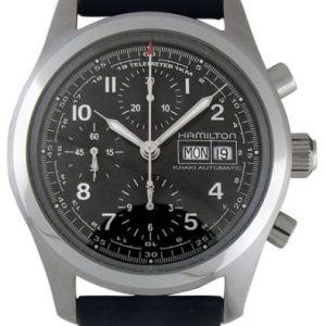 Hamilton Herrklocka H71556737 Khaki Svart/Läder Ø42 mm