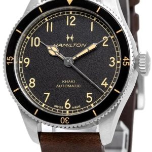 Hamilton Herrklocka H76205530 Khaki Aviation Svart/Läder Ø38 mm