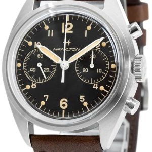 Hamilton Herrklocka H76409530 Khaki Aviation Svart/Läder Ø40 mm