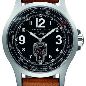 Hamilton Herrklocka H76515533 Khaki Aviation Svart/Läder Ø44 mm