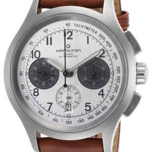 Hamilton Herrklocka H76516553 Khaki Aviation Silverfärgad/Läder