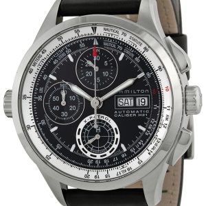 Hamilton Herrklocka H76556731 Khaki Aviation Svart/Läder Ø42 mm