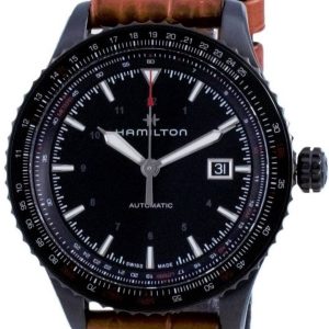 Hamilton Herrklocka H76625530 Khaki Aviation Svart/Läder Ø42 mm