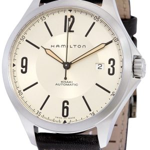 Hamilton Herrklocka H76665725 Khaki Aviation Silverfärgad/Läder