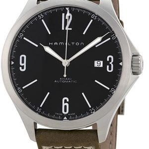 Hamilton Herrklocka H76665835 Khaki Aviation Svart/Läder Ø42 mm