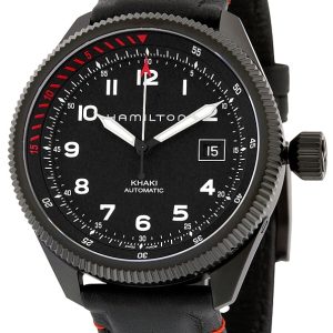 Hamilton Herrklocka H76695733 Khaki Svart/Läder Ø42 mm