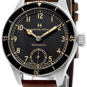 Hamilton Herrklocka H76719530 Khaki Aviation Svart/Läder Ø43 mm