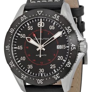 Hamilton Herrklocka H76755735 Khaki Svart/Läder Ø44 mm