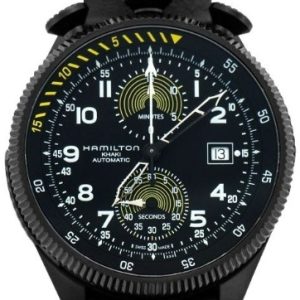 Hamilton Herrklocka H76776733 Khaki Aviation Svart/Läder Ø46 mm