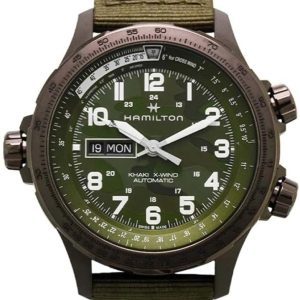 Hamilton Herrklocka H77775960 Khaki Aviation Grön/Läder Ø45 mm