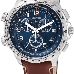 Hamilton Herrklocka H77922541 Khaki Aviation Blå/Läder Ø46 mm