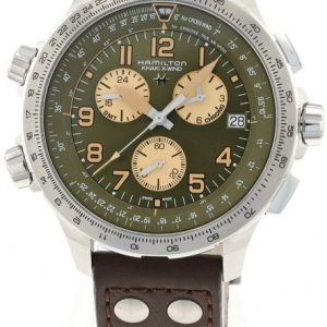 Hamilton Herrklocka H77932560 Khaki Aviation Grön/Läder Ø46 mm